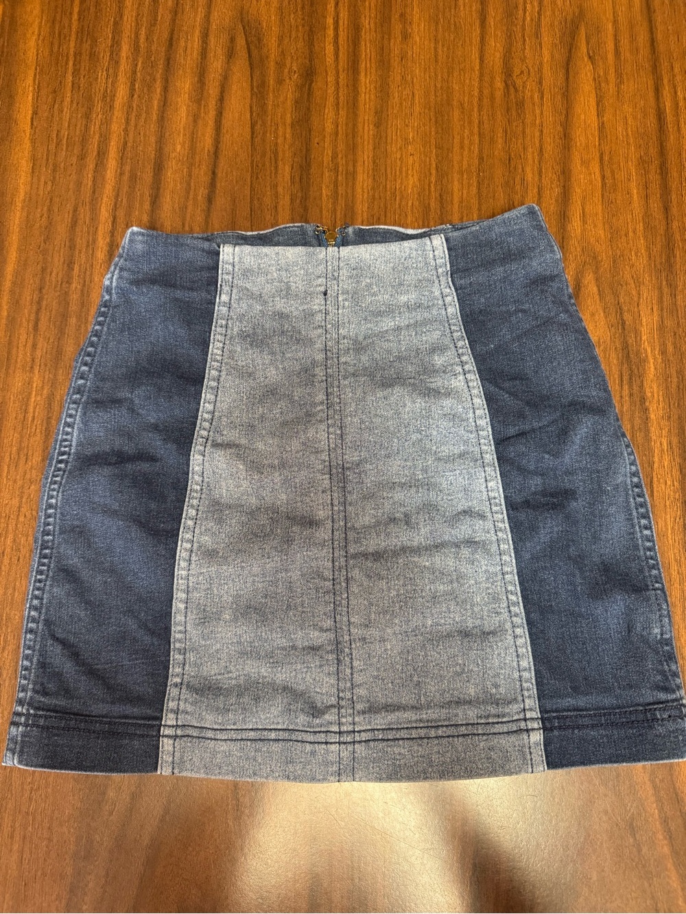 Free People Panelled Denim A-Line Mini Skirt - Dark Blue & Light Blue